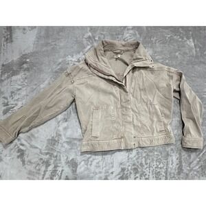 Mary Lawless Lee x Splendid Crop Jacket Women's Size XS Beige Denim‎ Utility EUC